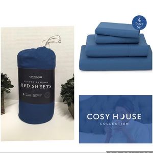 Cosy House Luxury Bamboo QUEEN Sheet Set ROYAL BLUE Hypoallergenic Microbial N…